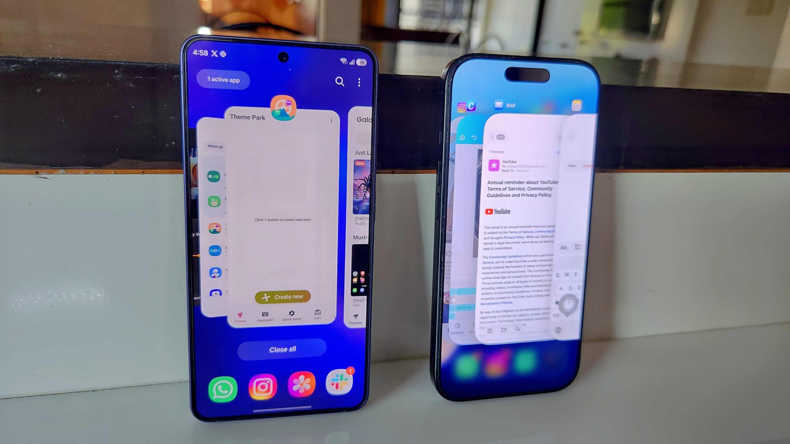 iPhone and Android showing recent apps screen