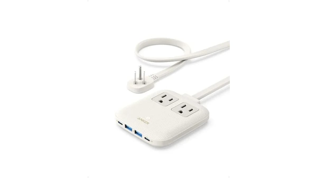 Anker Travel Power Strip, Anker Nano 67W Max 6-in-1 USB C Charger, 2 AC, 2 USB A and 2 USB C, 5ft Thin Undetachable Flat Plug Extension Cord with Multiple Outlets, Travel Essentials, Cruise Essentials