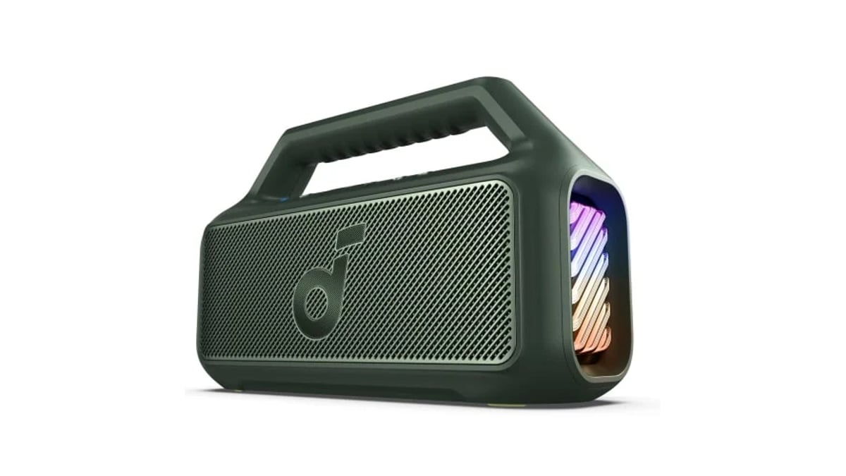 Soundcore Boom 2 By Anker, Outdoor Speaker, 80W, Subwoofer, BassUp 2.0, 24H Playtime, IPX7 Waterproof, Floatable, RGB Lights, USB-C, Custom EQ, Bluetooth 5.3, Portable for Camping and Beach - Green