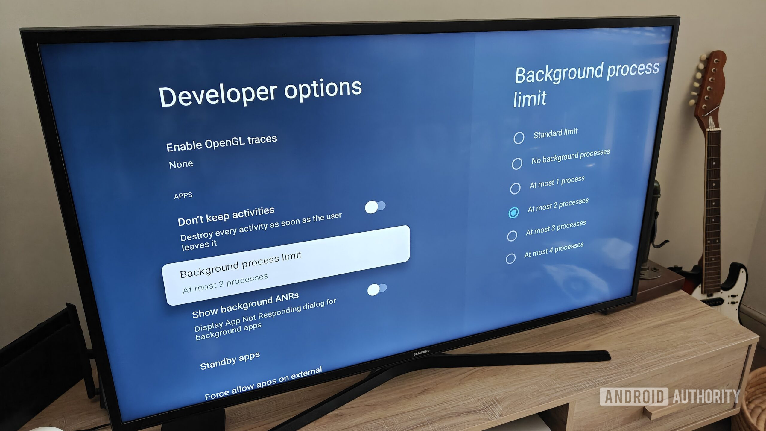 the background process limit option on google tv