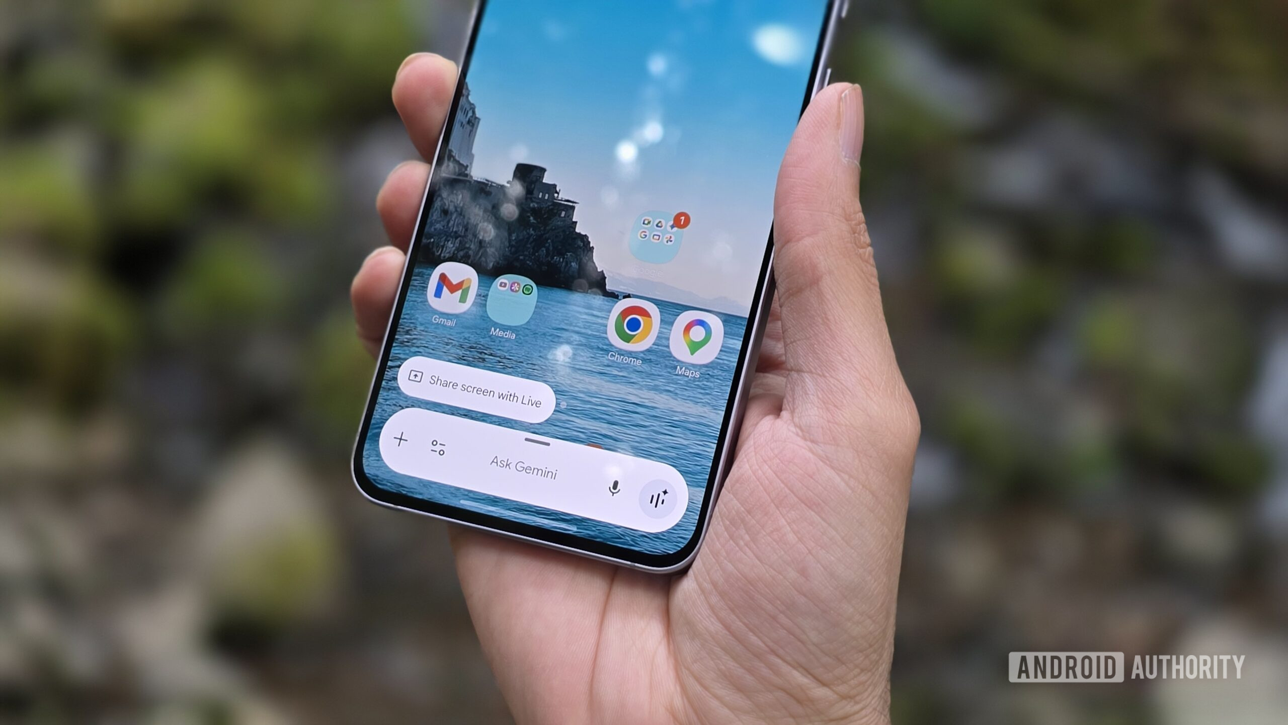 Samsung Galaxy A57 review image showing Gemini's interface loaded up on the phone screen