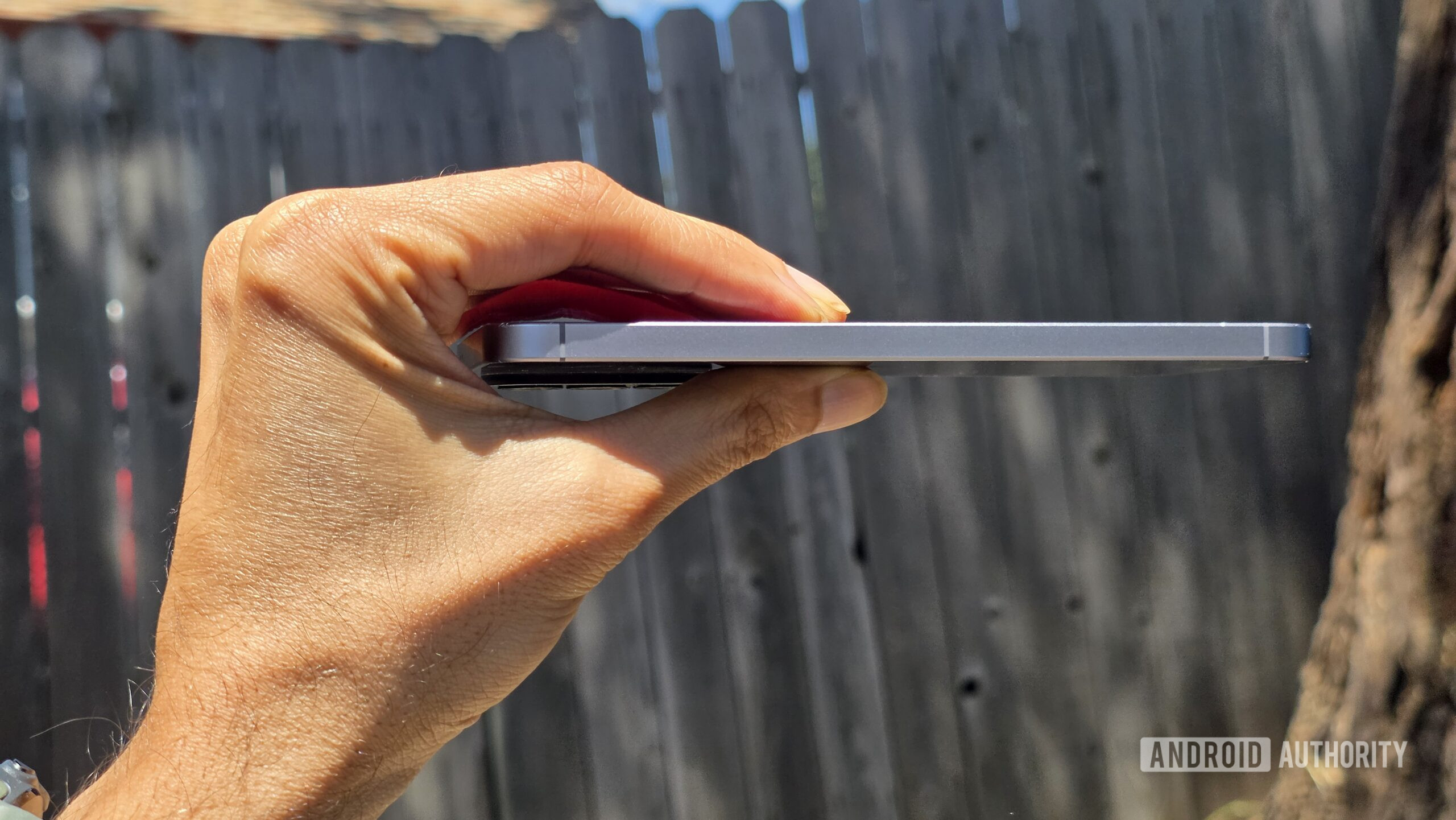 Samsung Galaxy A57 5G review image showign the phone's side edge