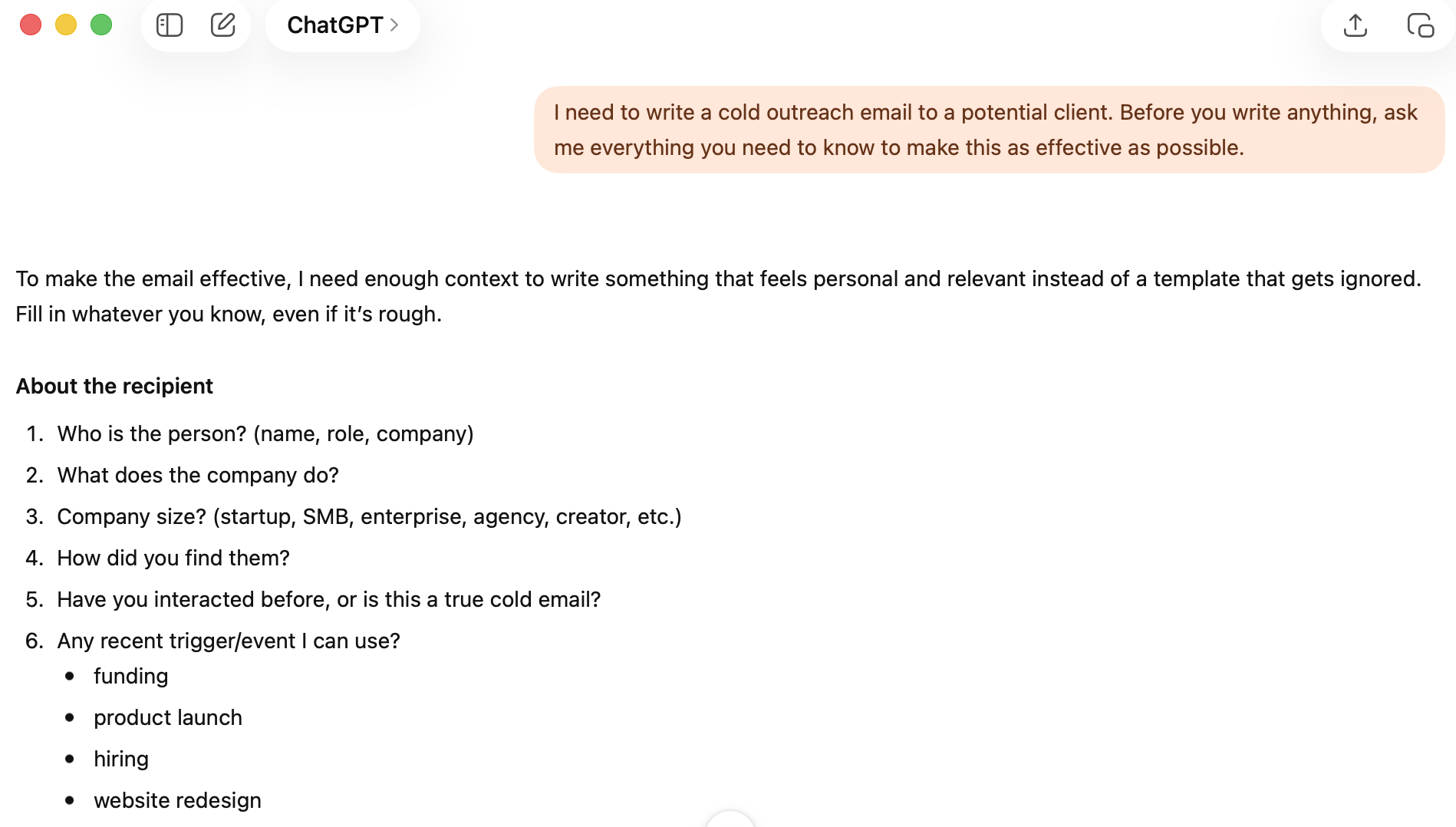 ChatGPT questionnaire