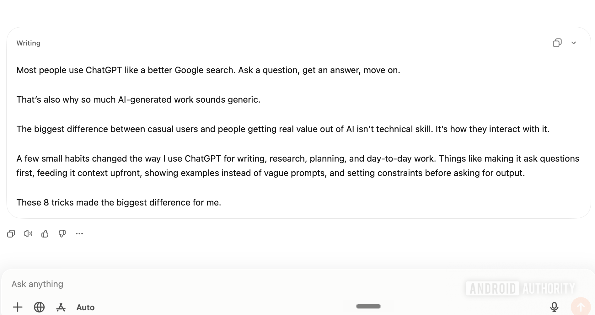 ChatGPT set constraints