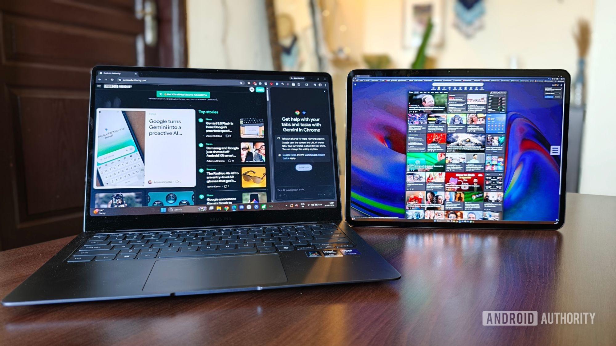 Chrome opened on the Galaxy Book 6 Pro and Edge opened on the OnePlus Pad 4 Chrome opened on the Galaxy Book 6 Pro and Edge opened on the OnePlus Pad 4
