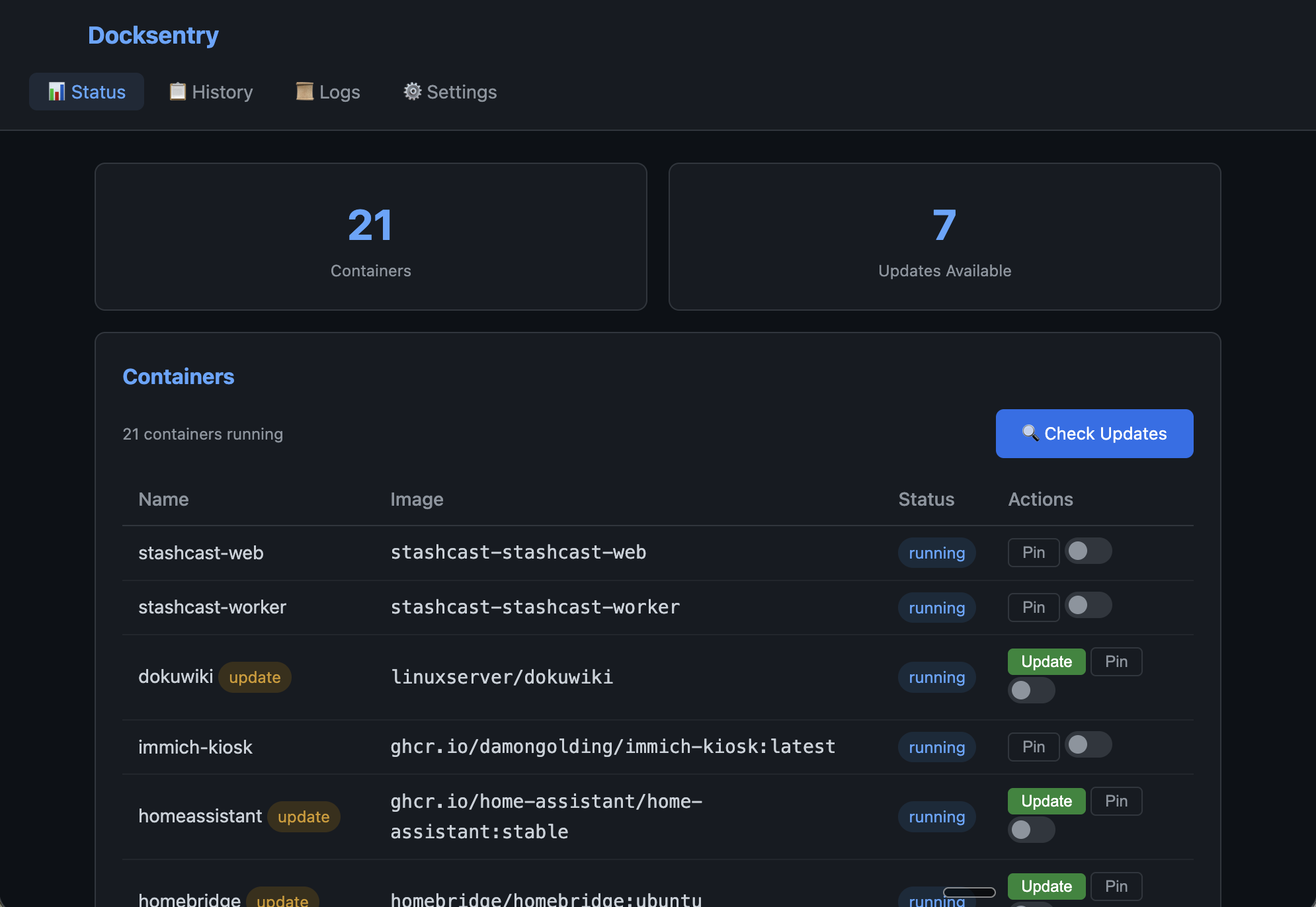 DockSentry web ui