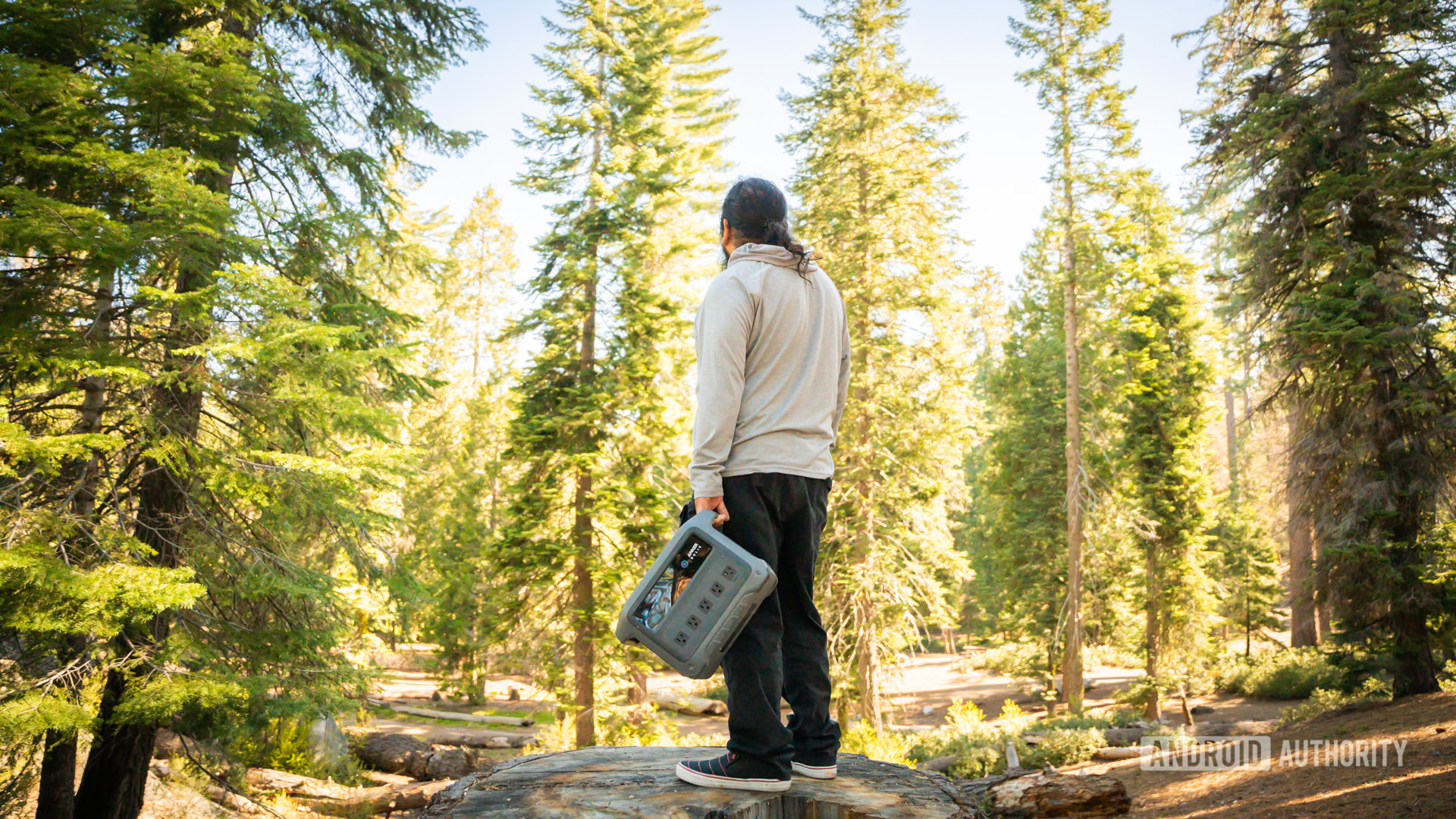 Edgar holding Anker SOLIX C1000 Gen 2 in forest 2