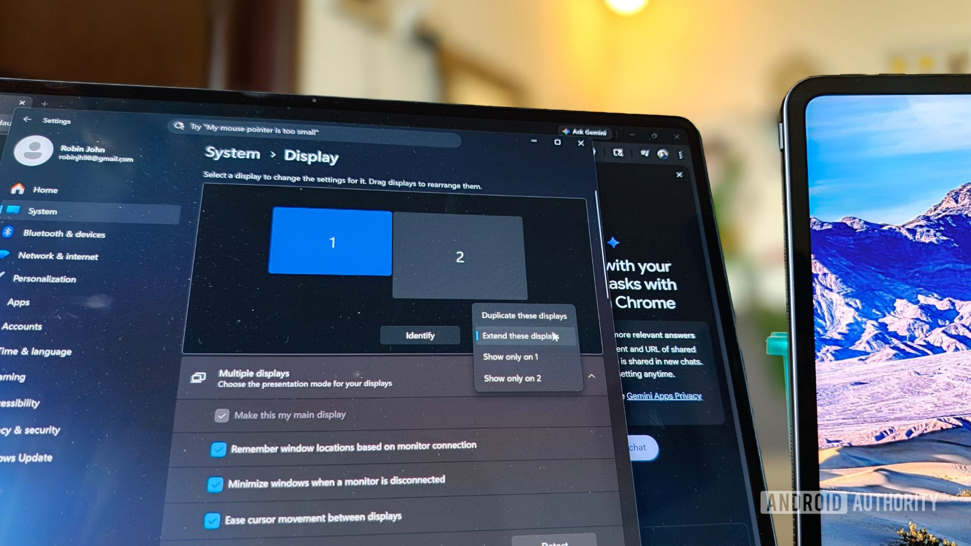 Extend these displays menu on the Galaxy Book 6 Pro Extend these displays menu on the Galaxy Book 6 Pro