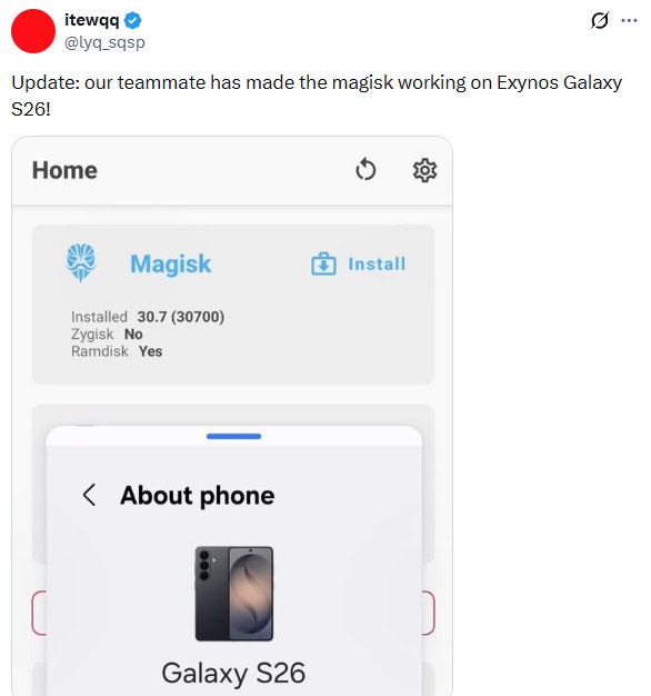 Exynos Galaxy S26 Magisk itewqq DarkNavy