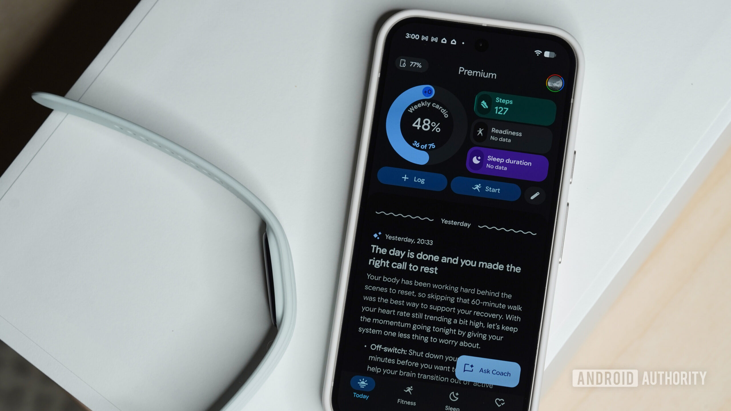 A Pixel 9 displays the new Google Health app.