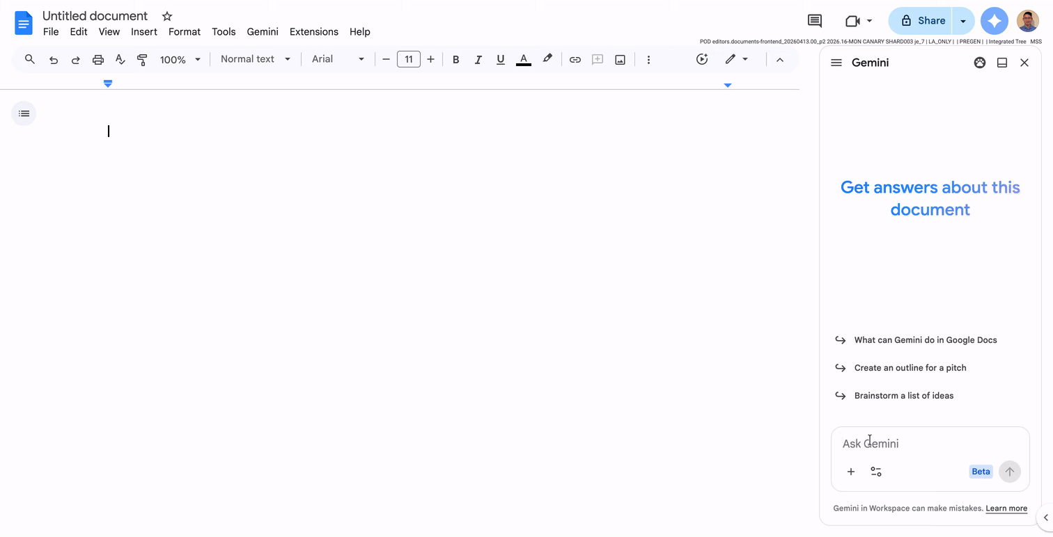 Gemini persistent instructions in Docs