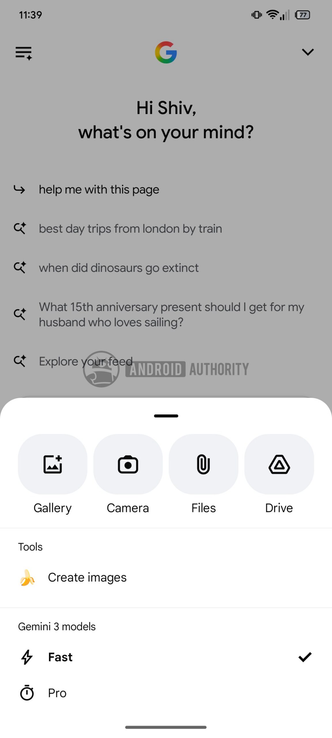Google AI mode files attach watermarked