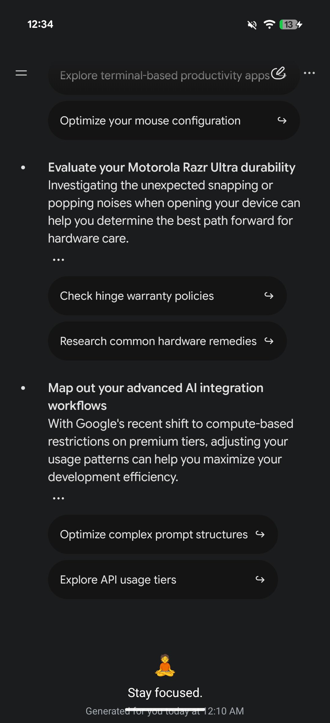 Google Daily Brief suggestions