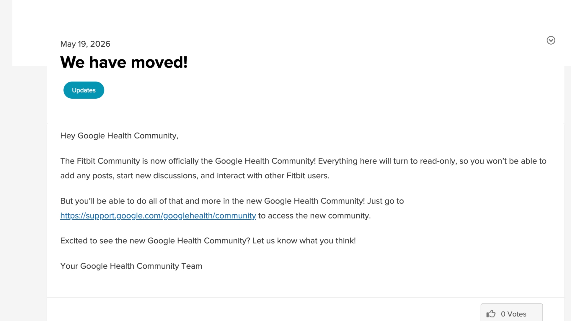 Google Fitbit Community switch to Google Health