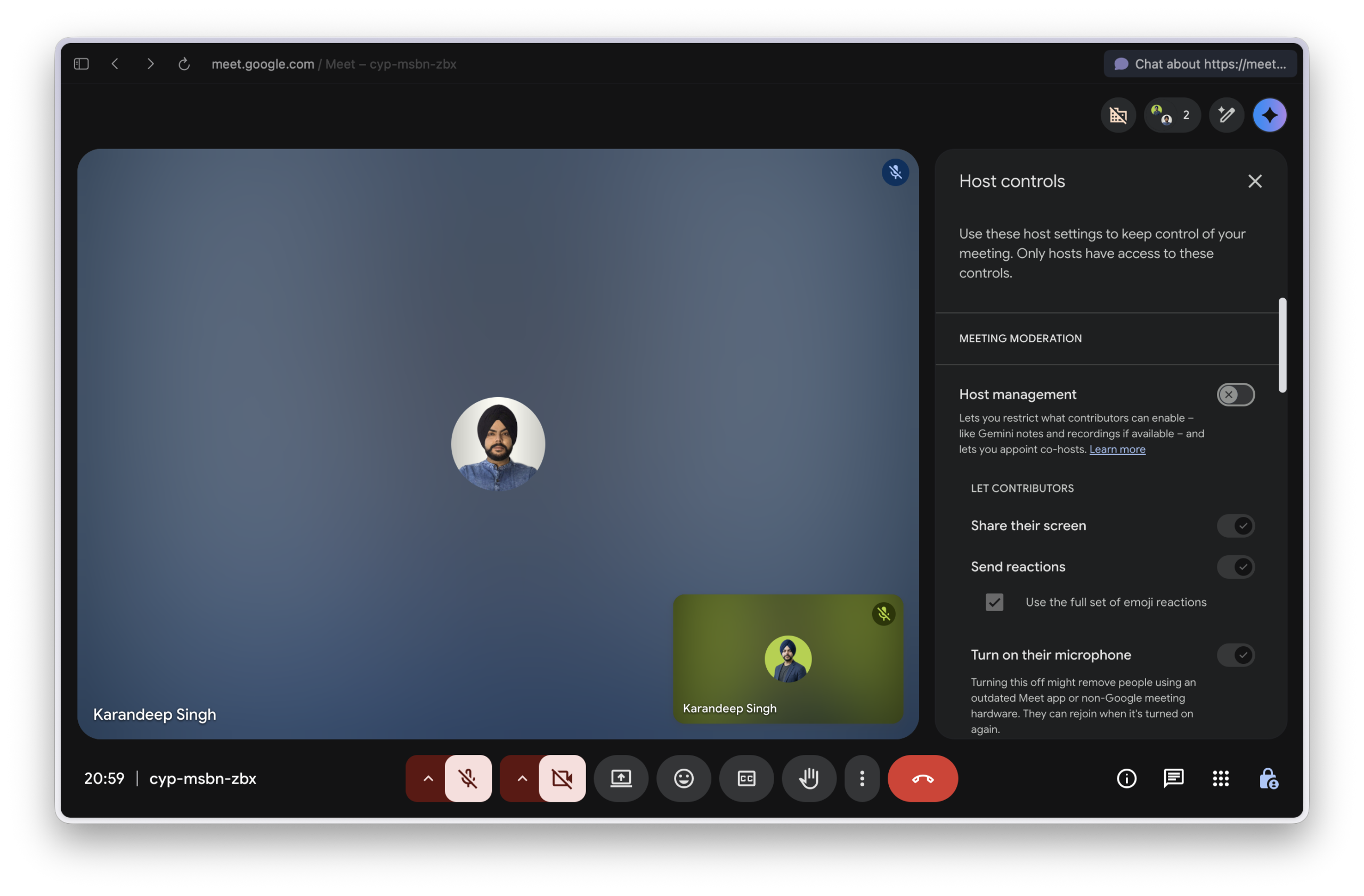 Google Meet host controls screenshot