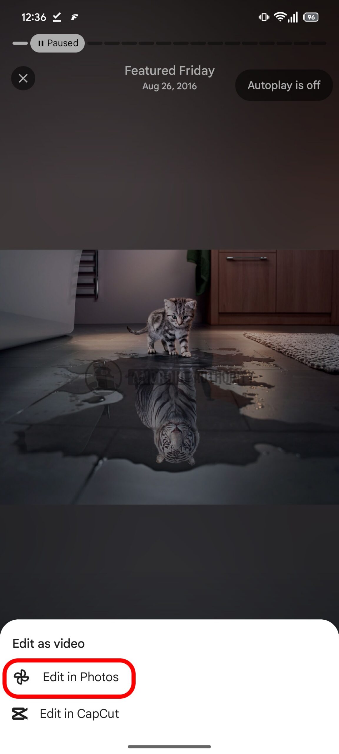 Google Photos Memories Edit in Photos watermarked