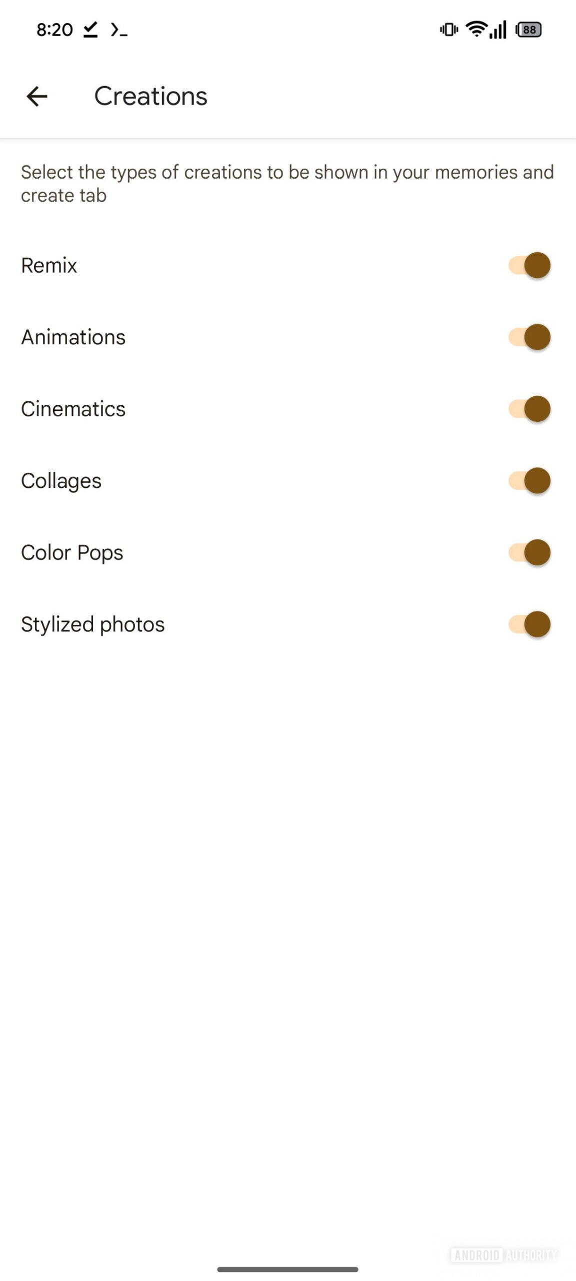 Google Photos new for you in create tab creations toggle 1