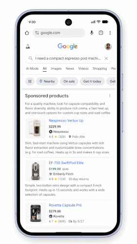 Google Search AI powered Shopping ads