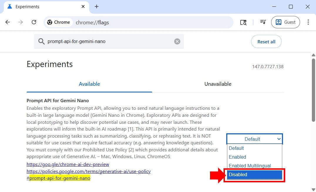 How to Disable Chrome's AI Model Disable Chrome Flags (2)