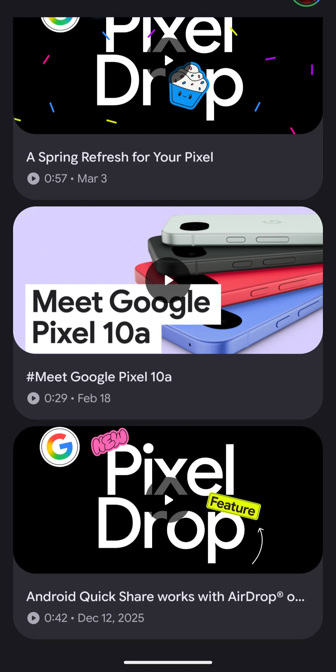 My Pixel app missing tabs 3