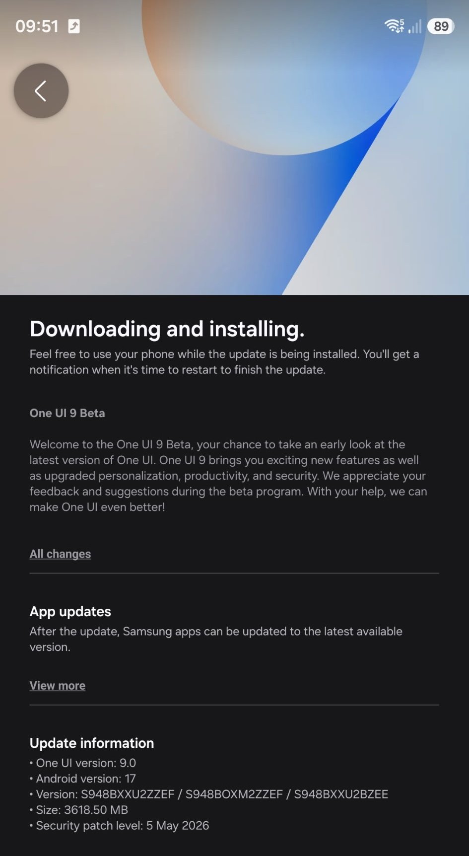 One UI 9 beta for the Galaxy S26