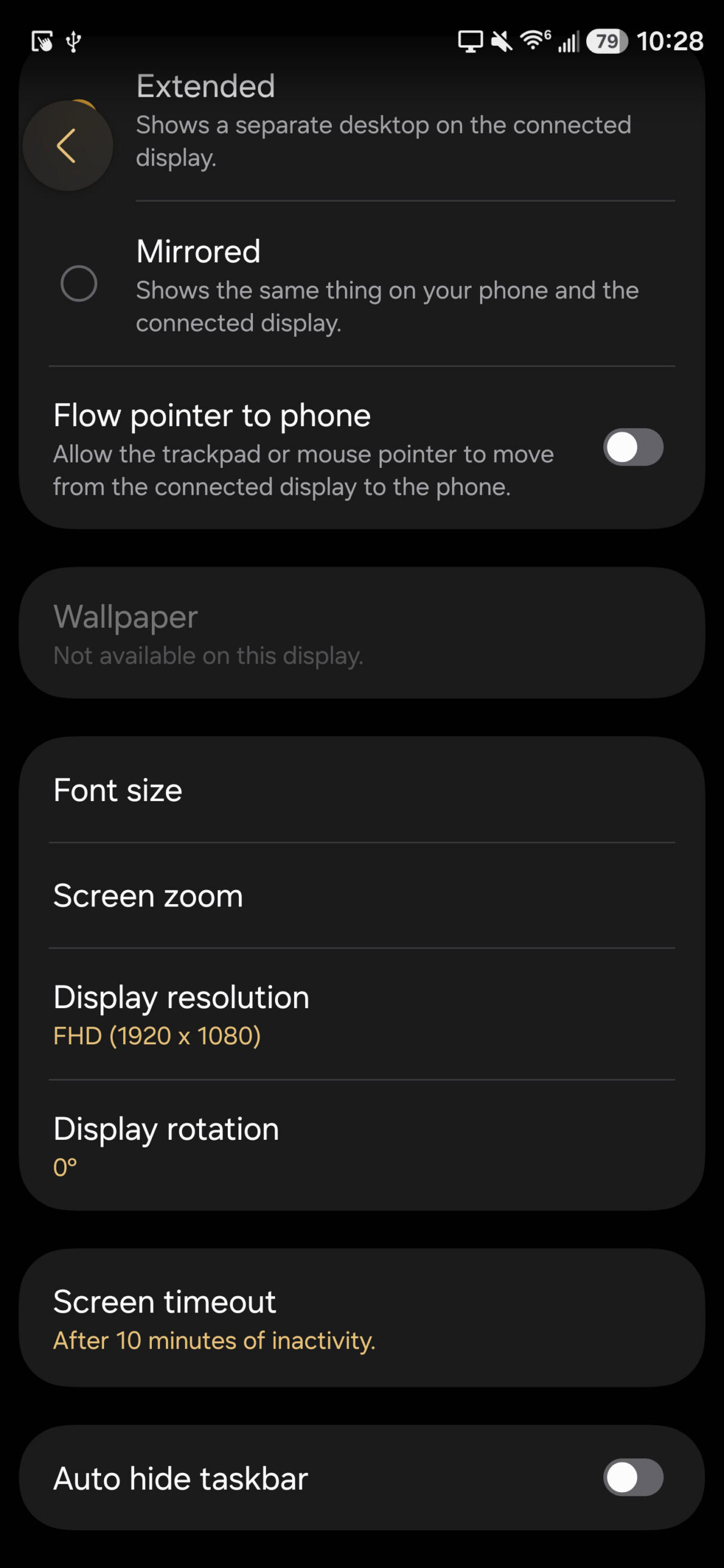 Samsung Dex One UI 8.5 auto hide taskbar toggle