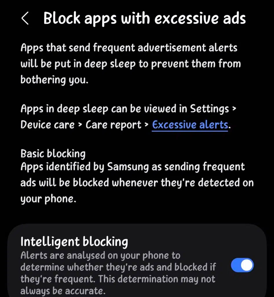 Samsung device care notification spam blocker Samsung device care notification spam blocker