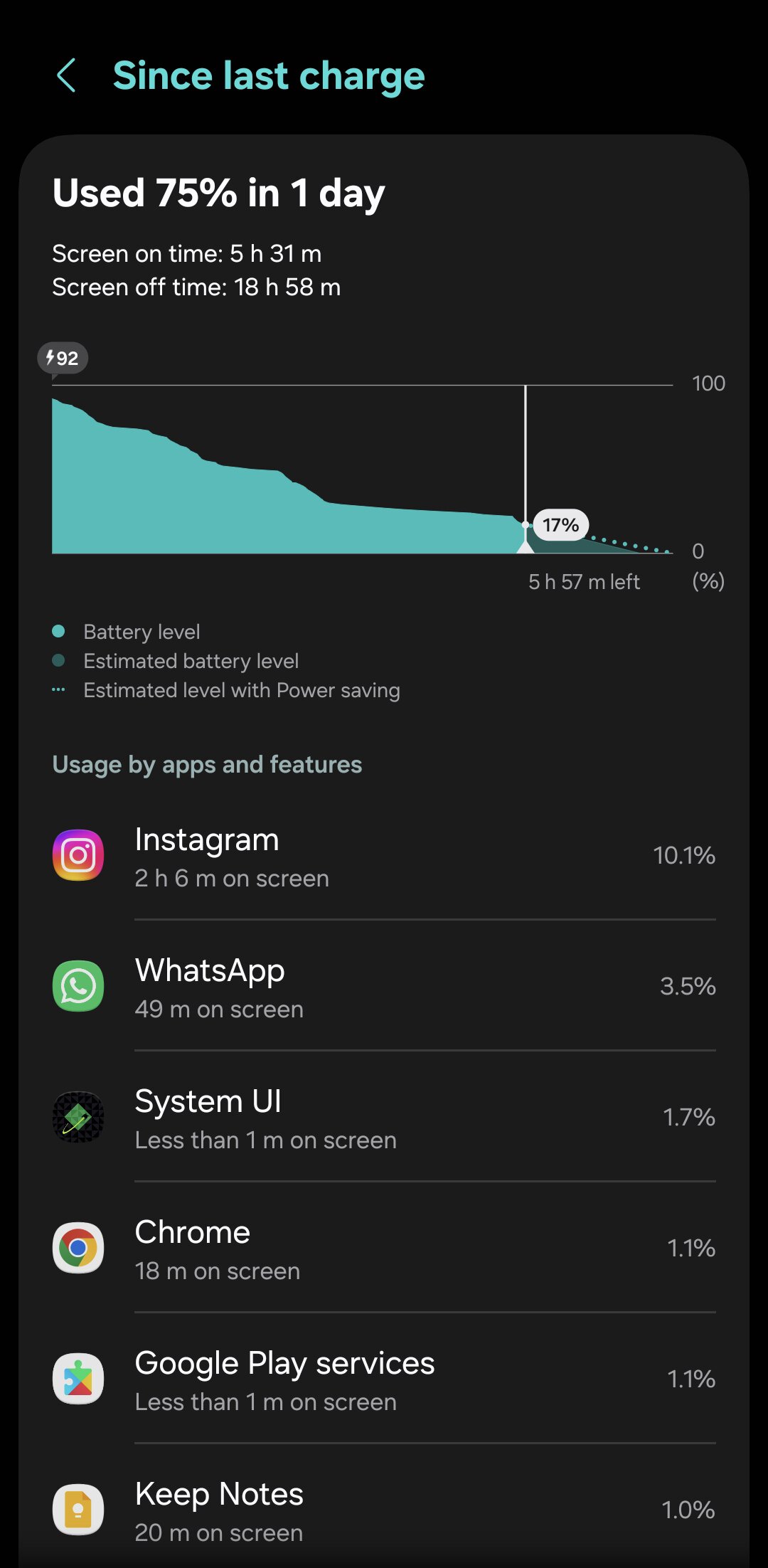 Samsung Galaxy A57 review image battery screenshots