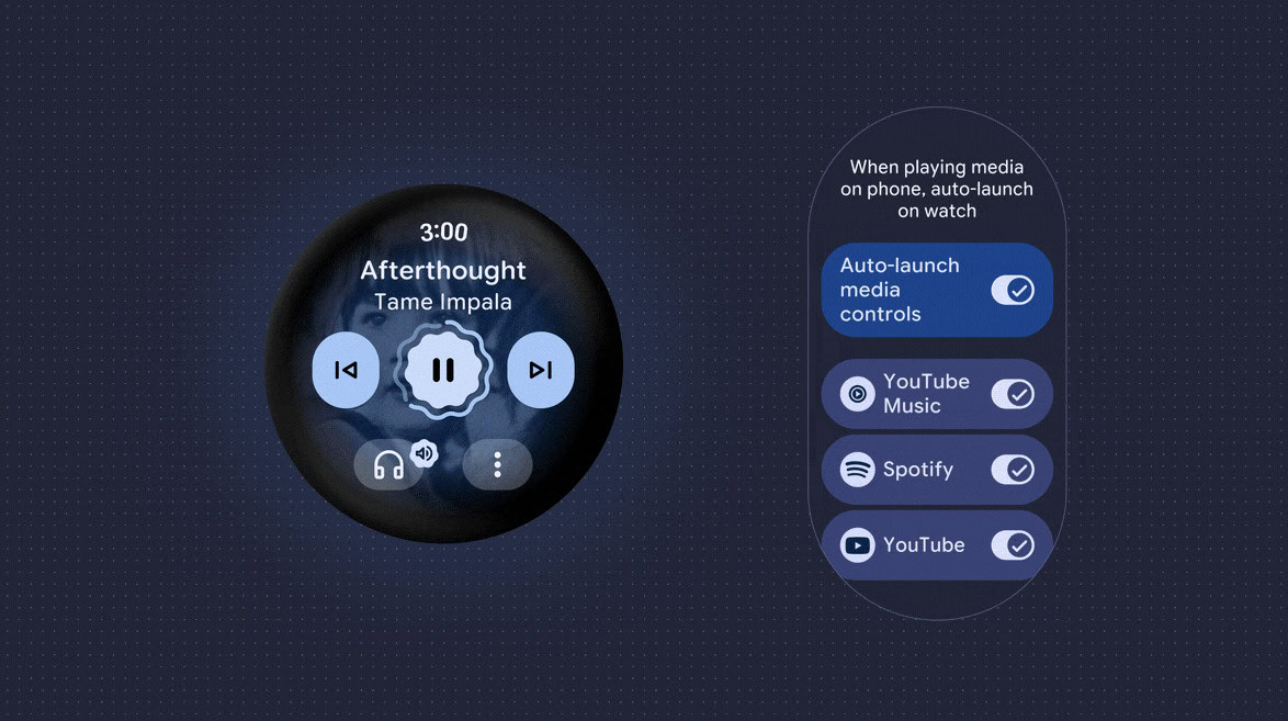 Wear OS 7 per app media auto launch controls