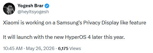 Yogesh Brar Xiaomi Privacy Display