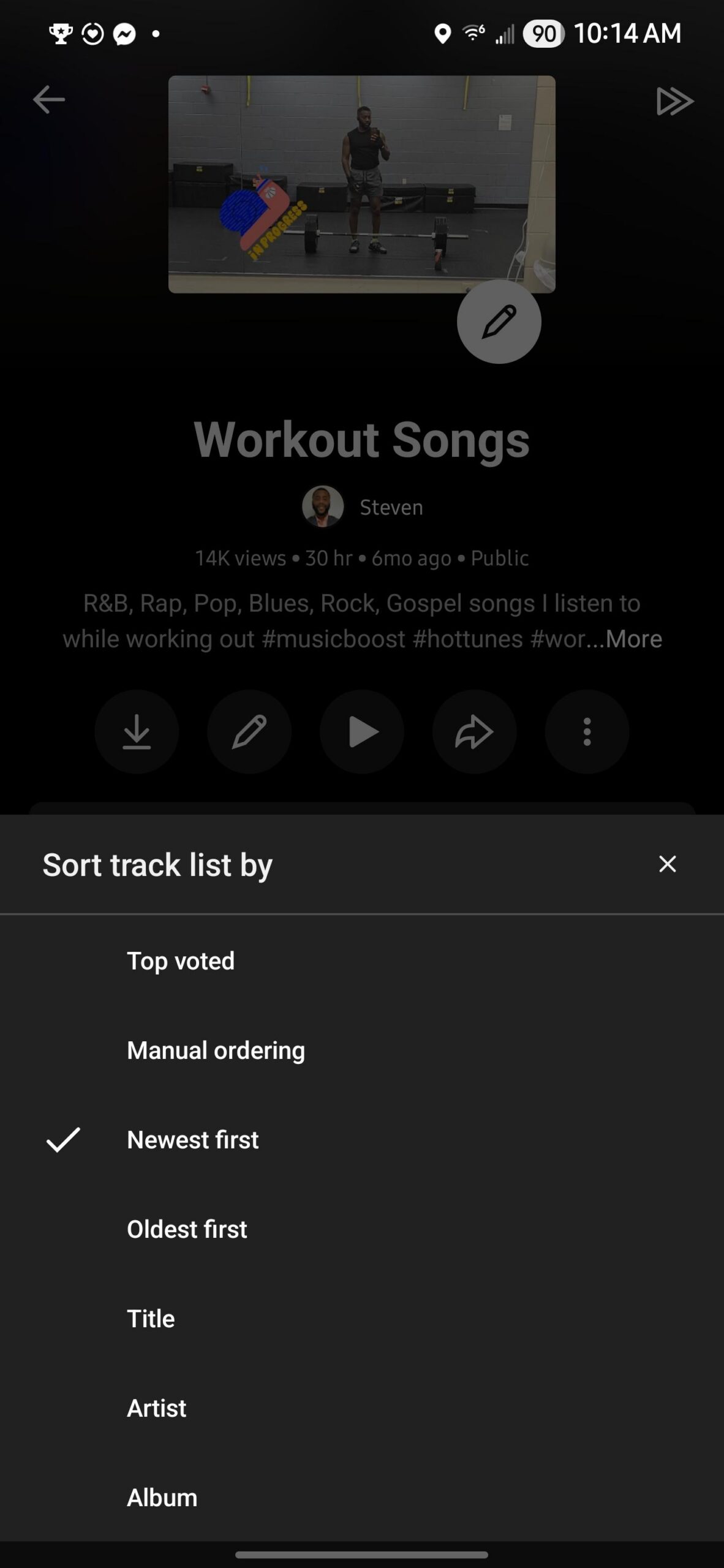 YouTube Music new sorting options within playlists