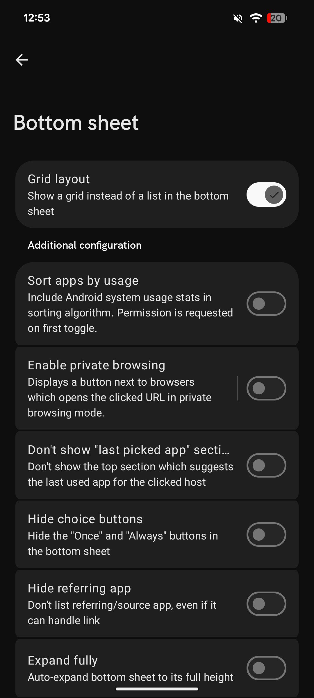Screenshot showing how to customize LinkSheet grid layout.