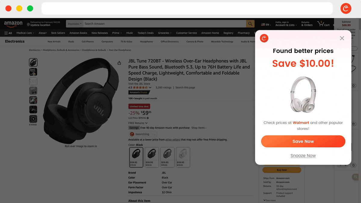 Cooper 6 price comparison popup