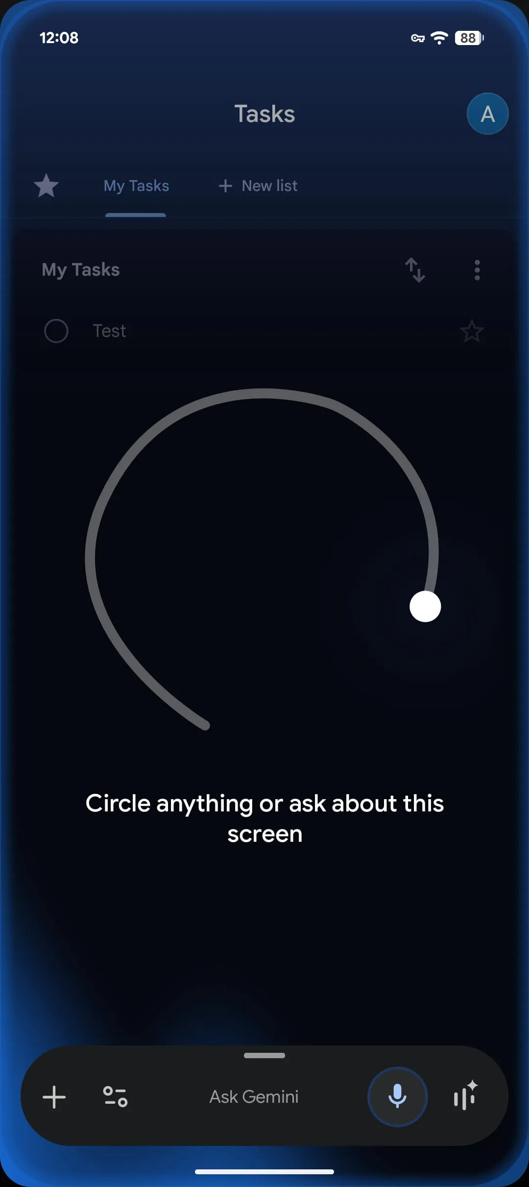 gemini overlay with circle to search option