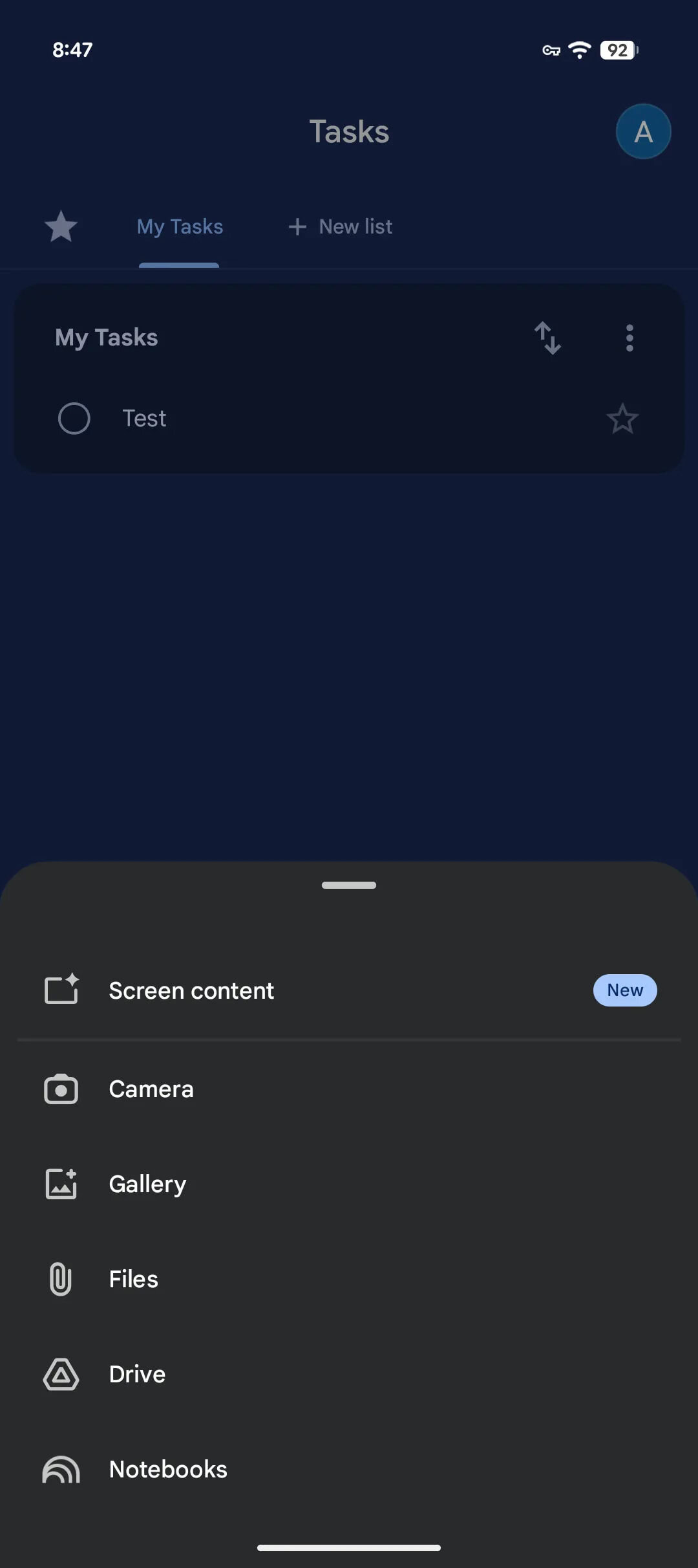 gemini tool button screen content option