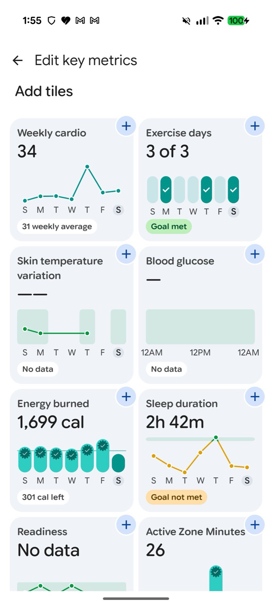 google health screenshot health tab metrics graphs