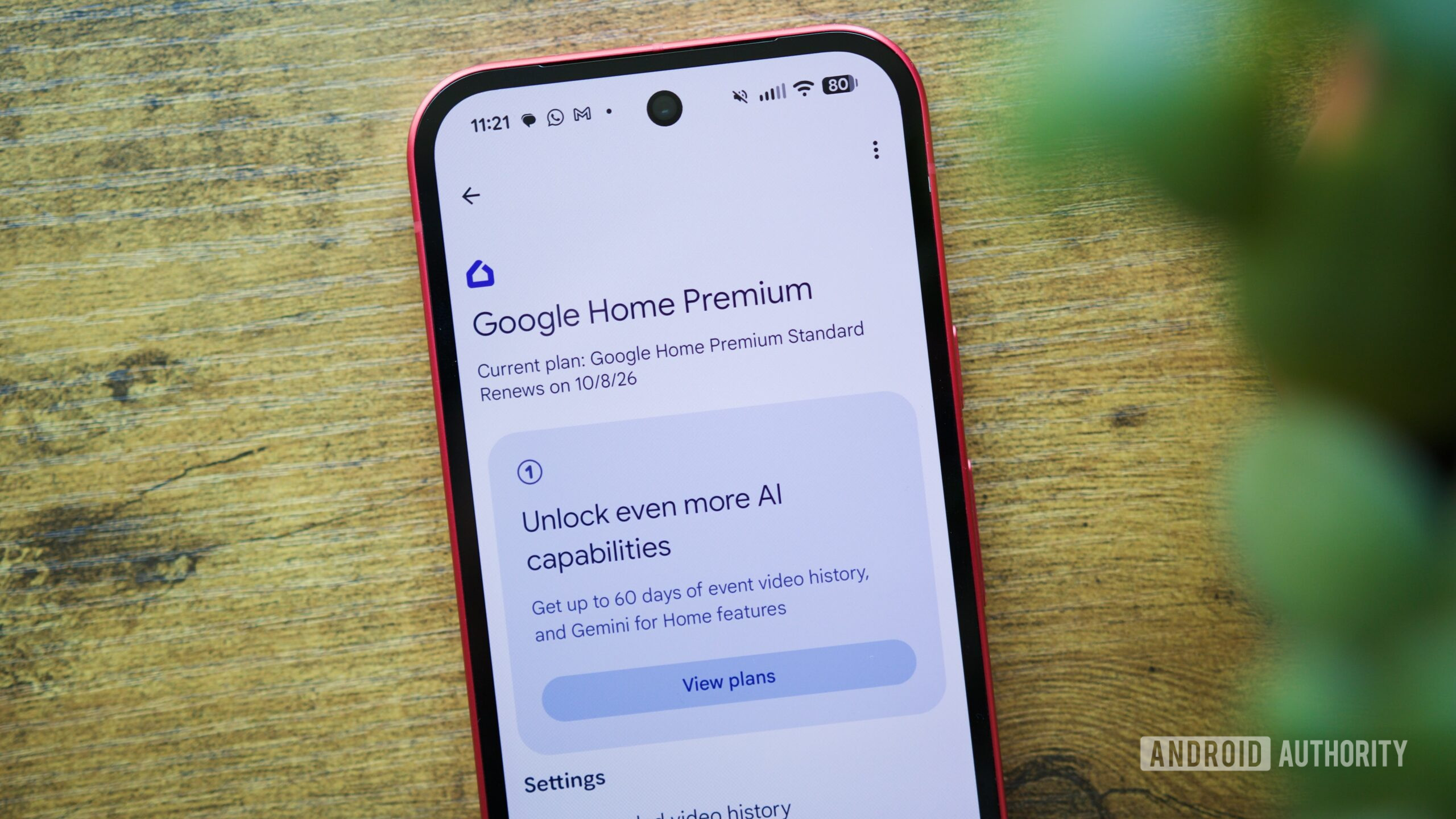 Google Home Premium subscription page.