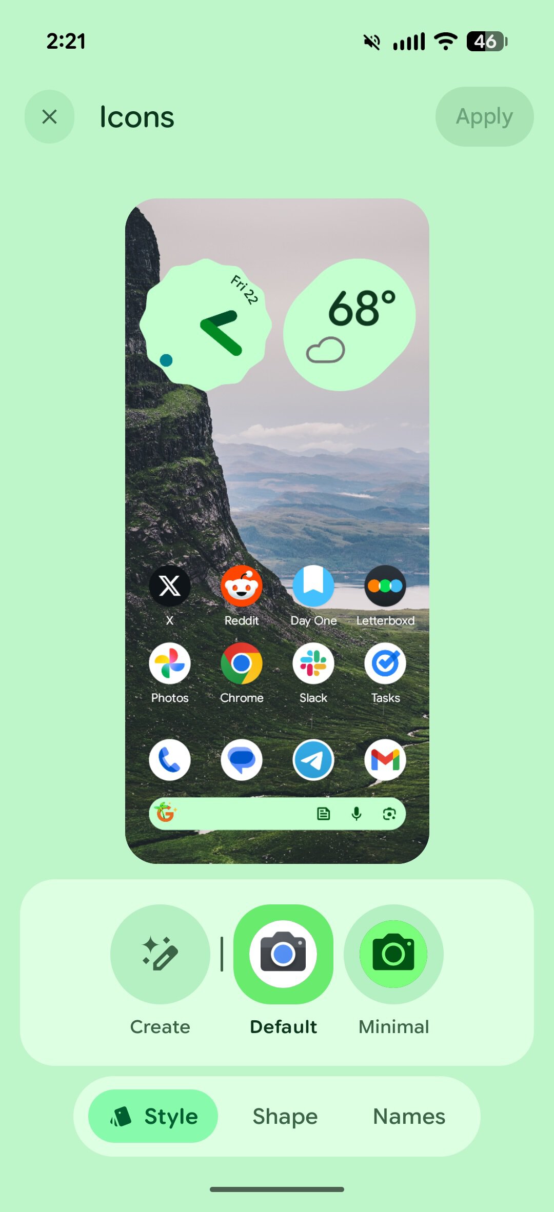 Using the disco icon pack on a Pixel phone.