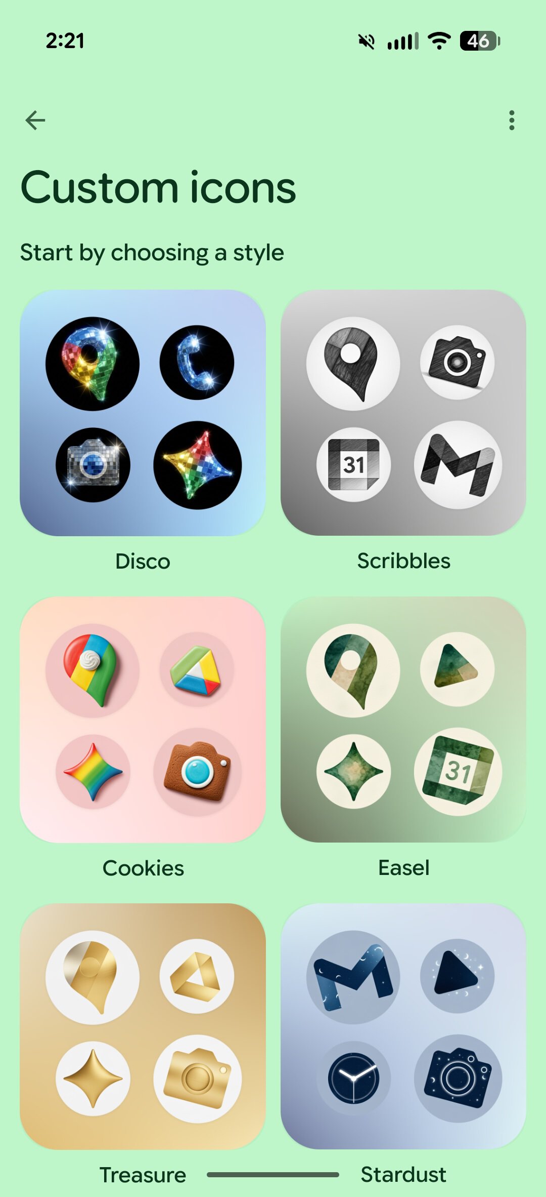 Using the disco icon pack on a Pixel phone.