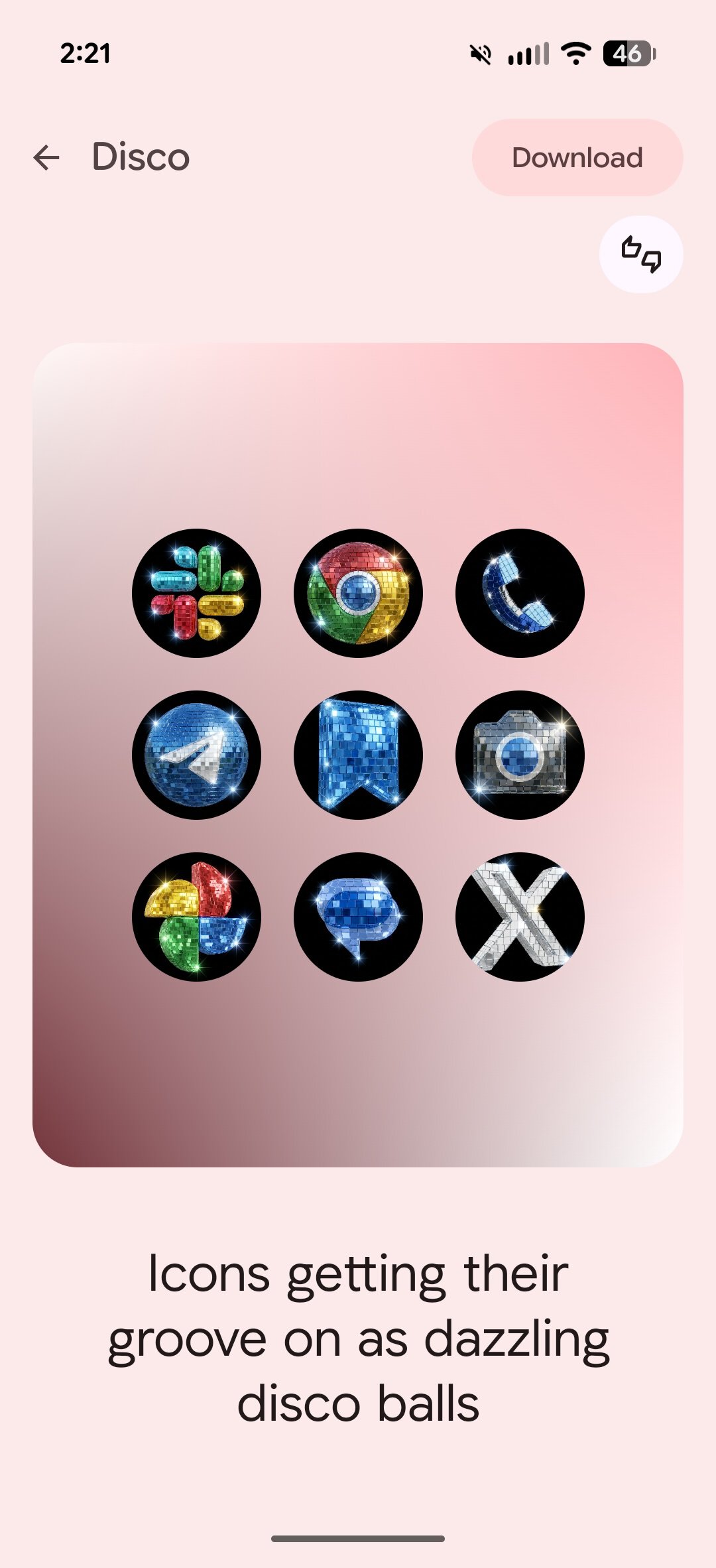 Using the disco icon pack on a Pixel phone.