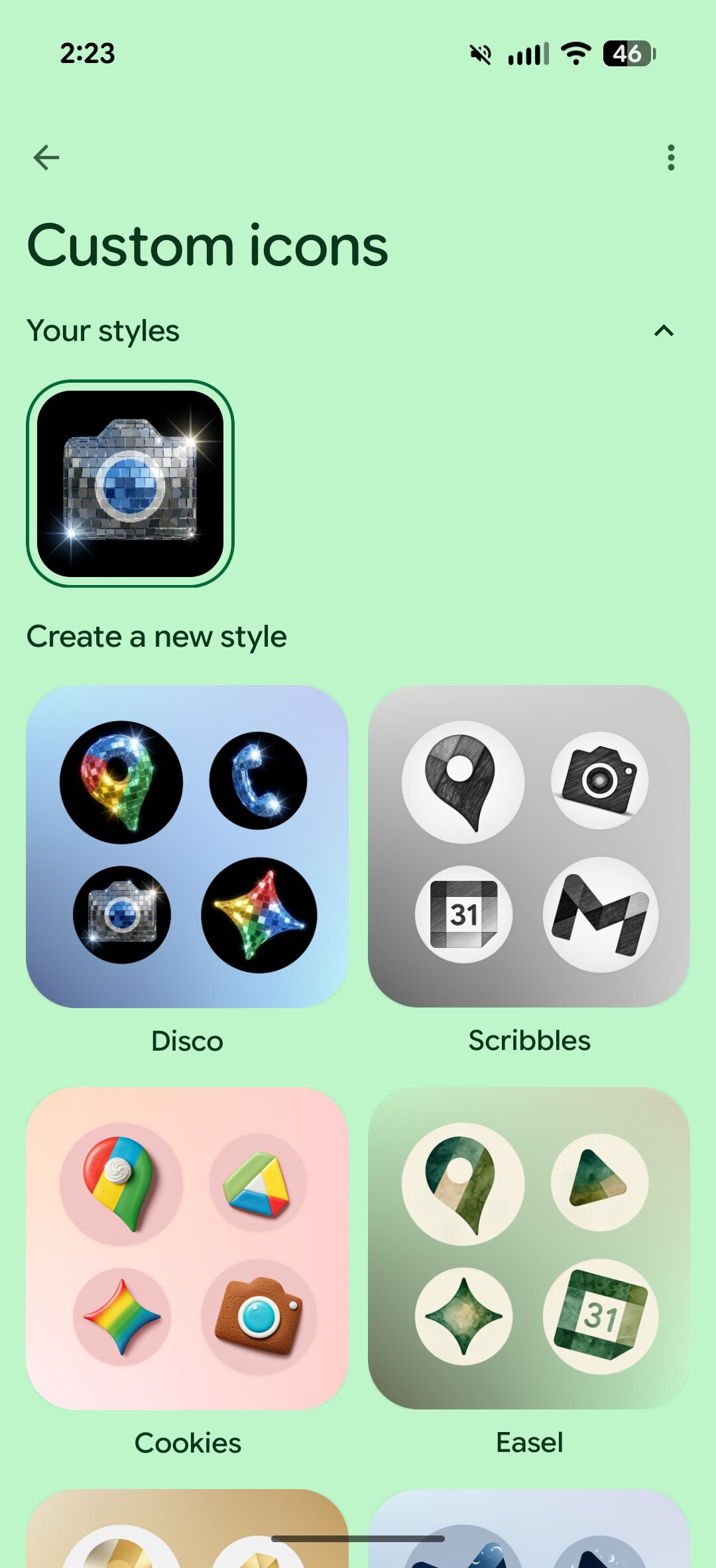 Using the disco icon pack on a Pixel phone.