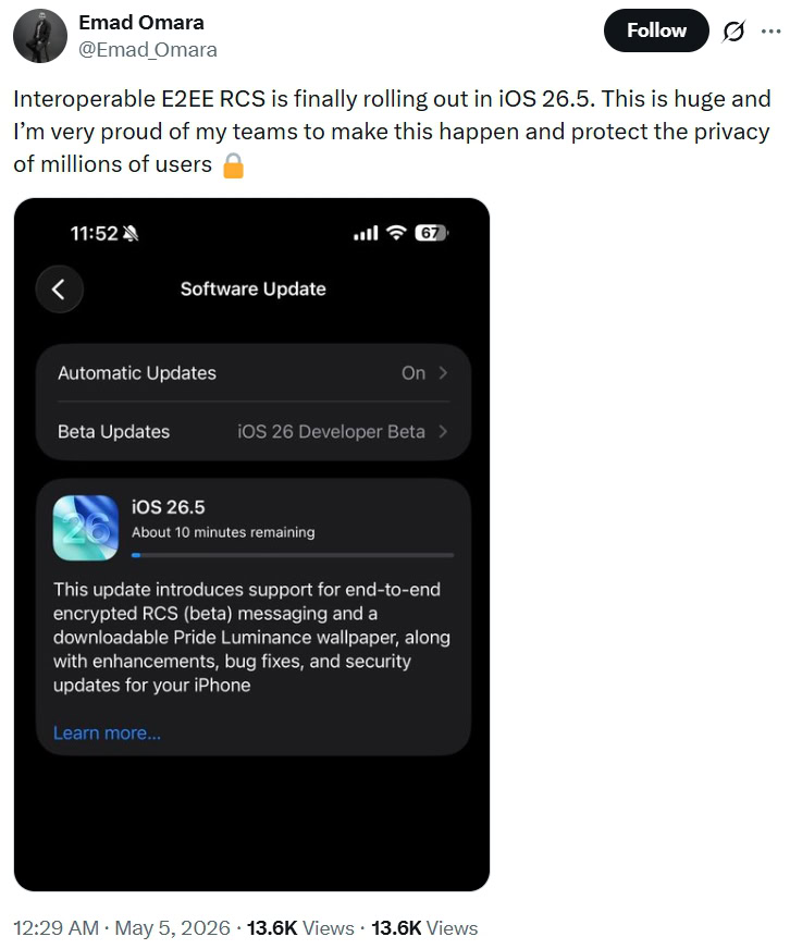 iOS 26.5 release candidate 2
