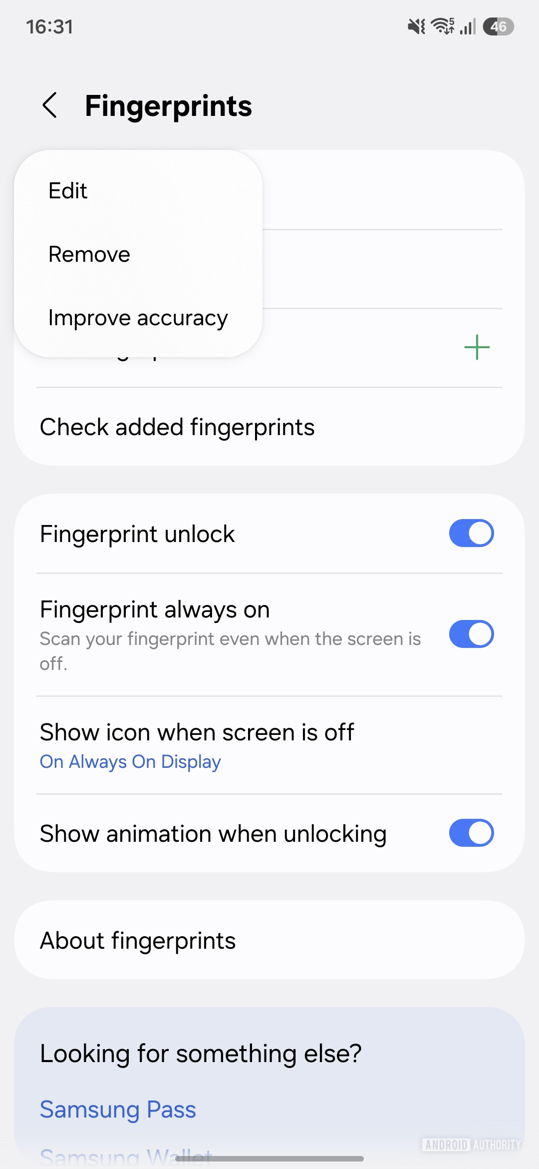 improve fingerprint accuracy option samsung galaxy s25 fe