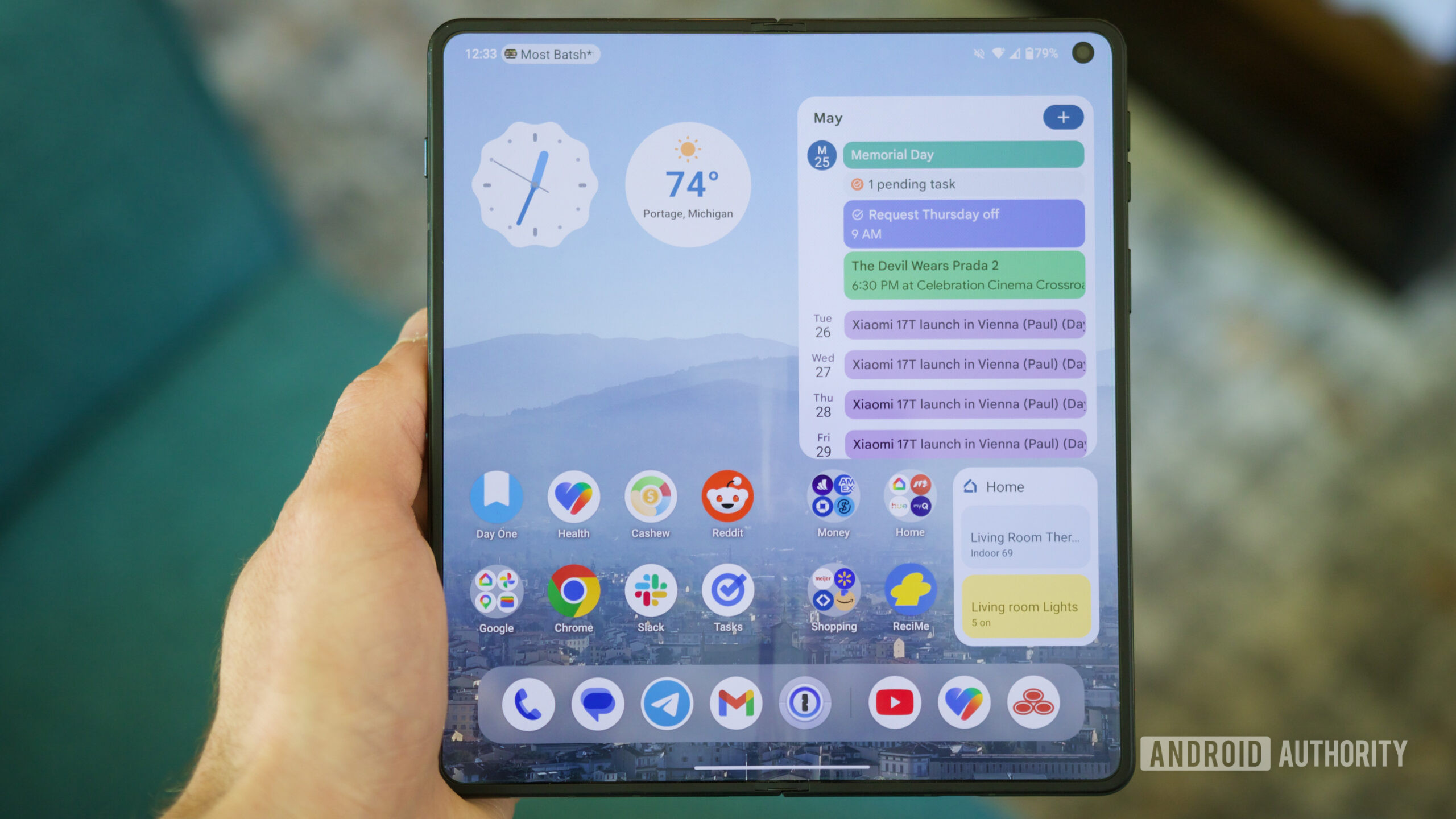 The Motorola Razr Fold with its inner display open.