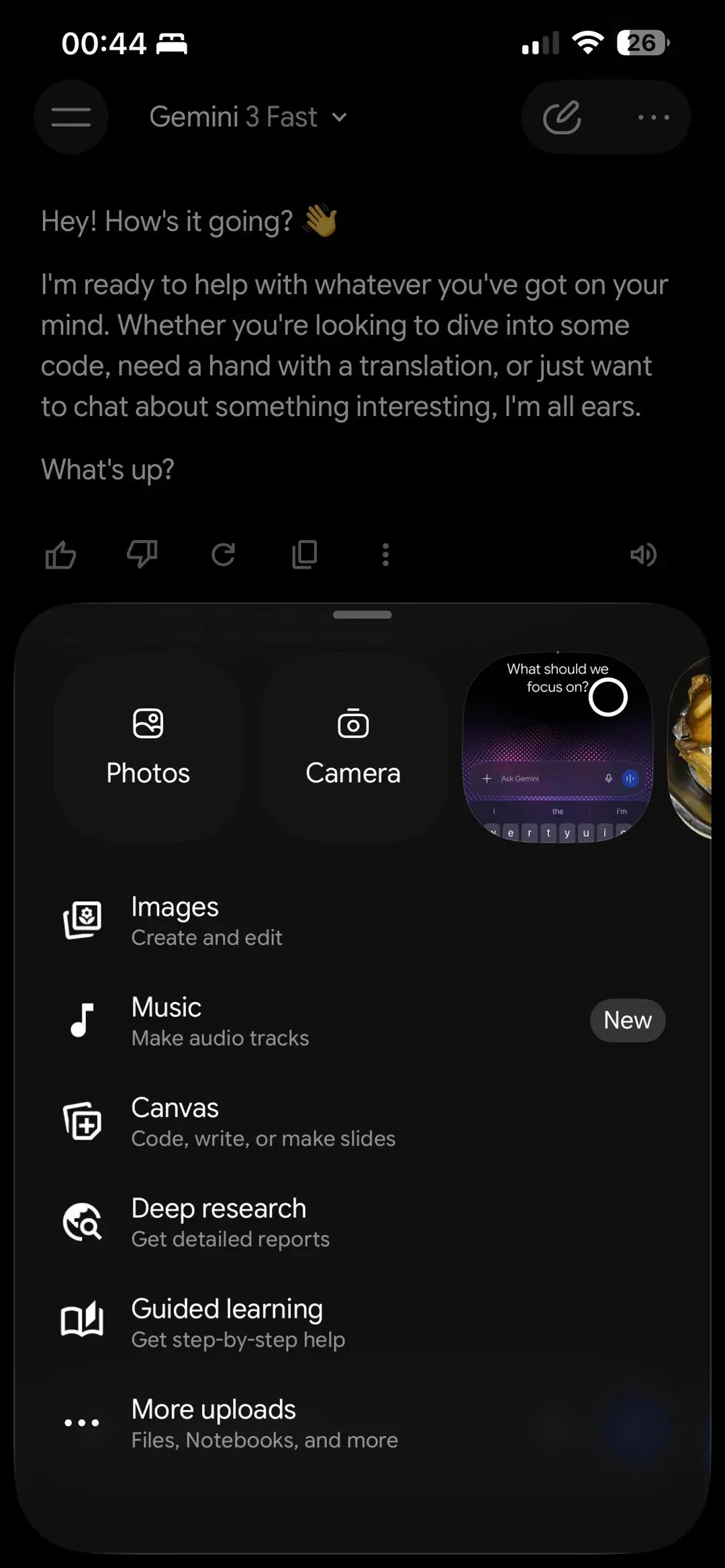 Gemini UI design on iOS screenshot