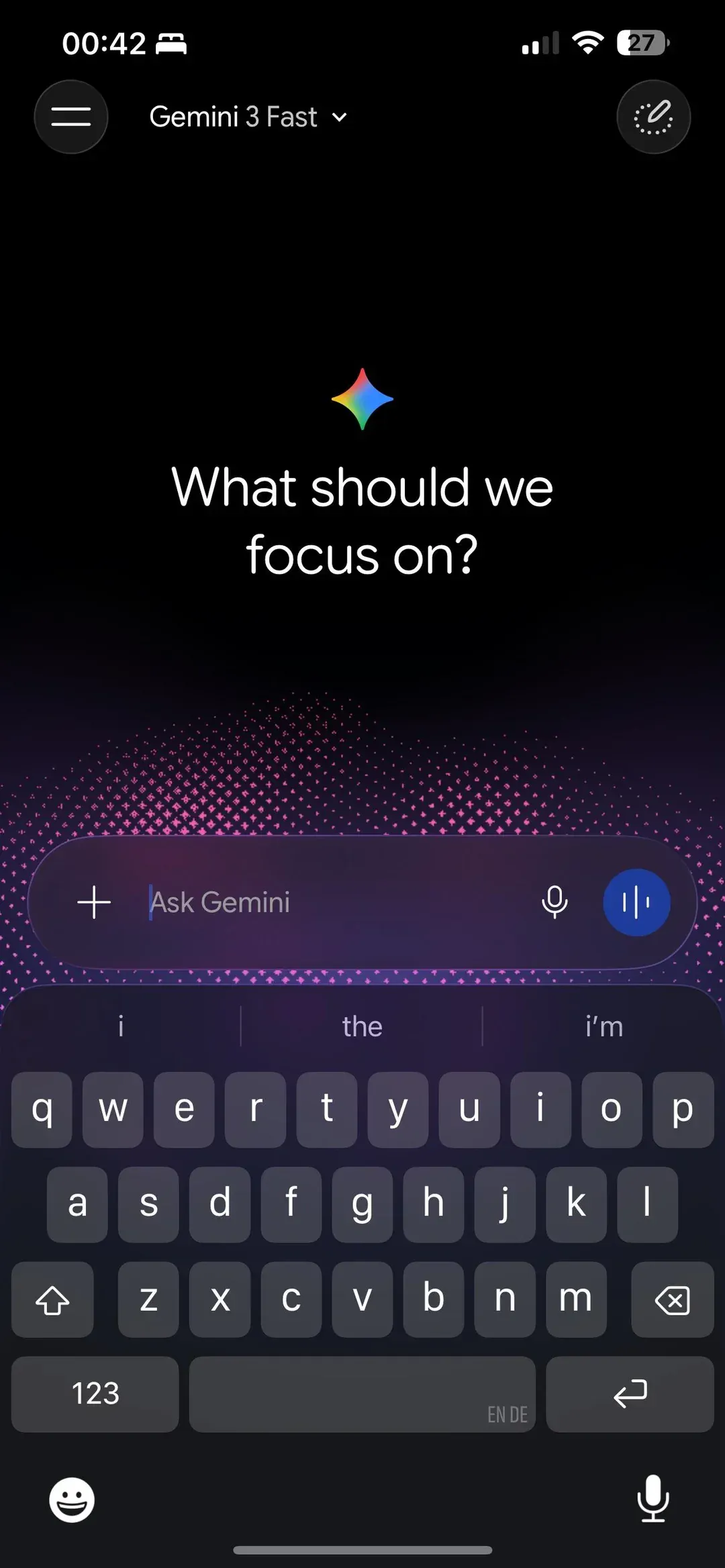 Gemini UI design on iOS screenshot