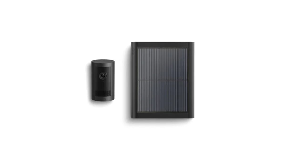 Introducing Ring Outdoor Cam Plus, Solar — Wide-Angle 2K Video with Ring Vision, Low-Light Sight for full-color night vision, Mounting Versatility, Black
