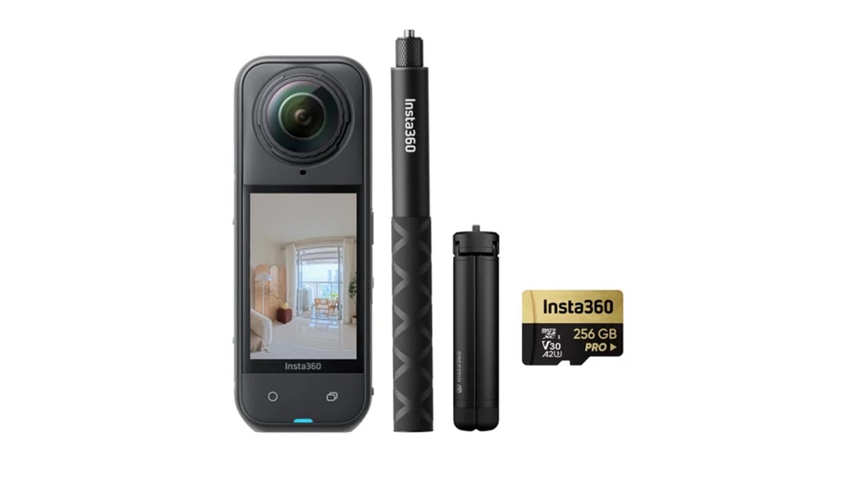 Insta360 X5 Virtual Tour Bundle - Waterproof 8K 360° Action Camera, Leading Low Light, Invisible Selfie Stick Effect, Rugged and Replaceable Lens, 3-Hour Battery, Built-in Wind Guard, Stabilization