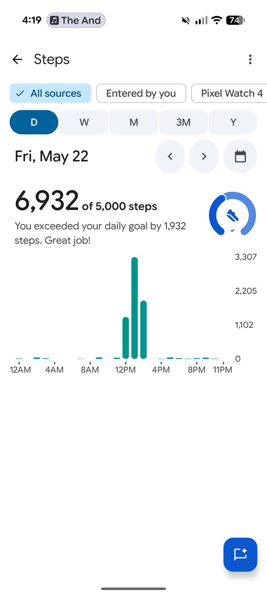 screenshot google health app steps exercise tally 2