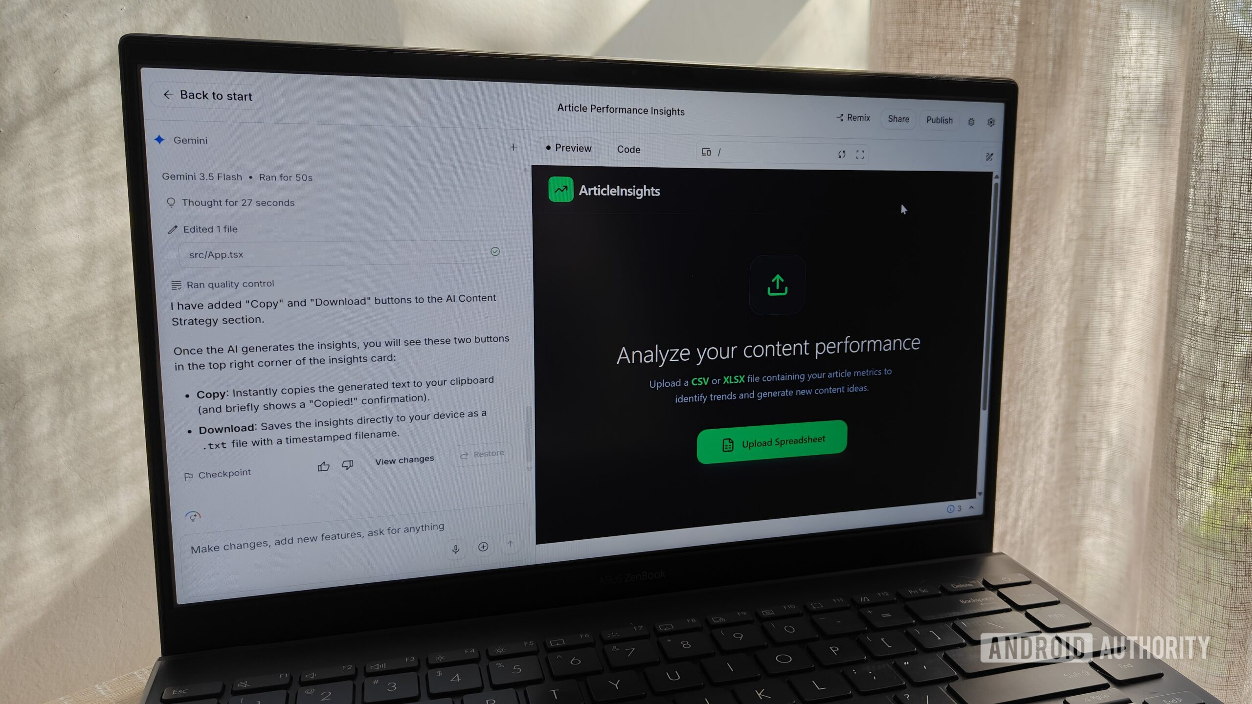 vibe coded app with chat visible